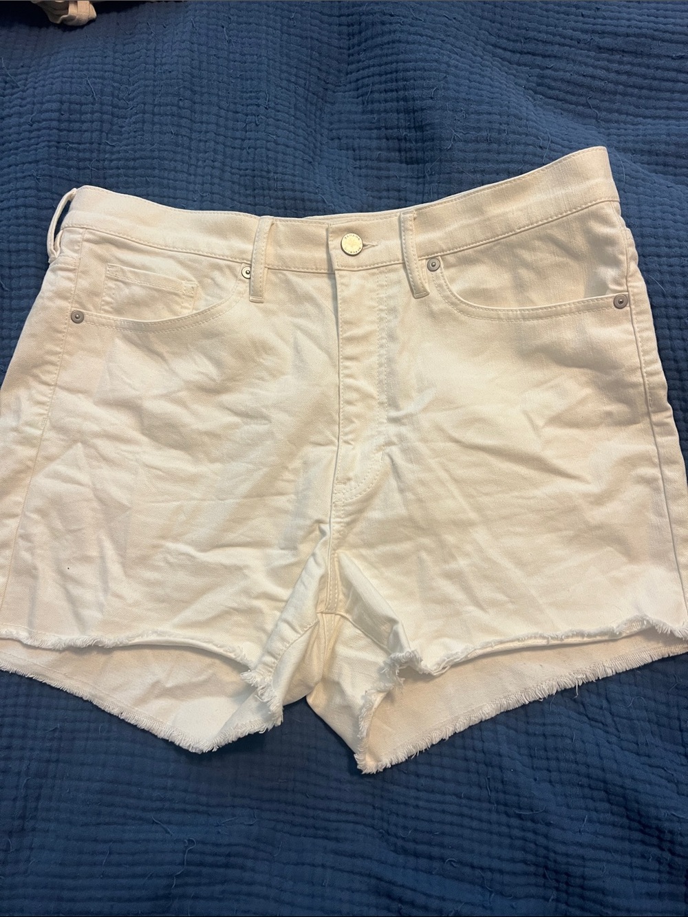 Banana Republic White Frayed-Hem Denim Shorts